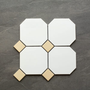 6" Octagon White Light Beige