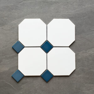 6" Octagon White Navy